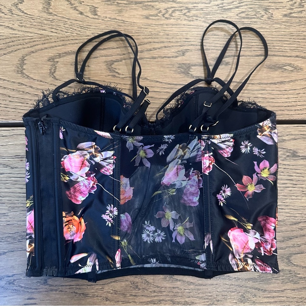 Victoria’s Secret Women’s Very Sexy Corset Top Dark Floral 32D - Picture 2 of 7